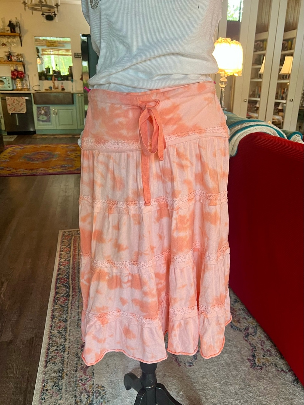 🍊🍭Tie-Dye Tiered Midi Skirt - Orangesicle🍭🍊